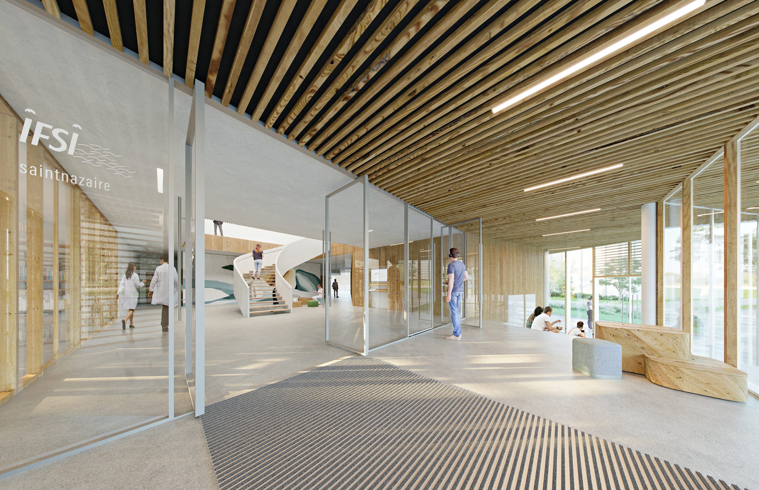 perspective intérieure pour DLW architectes, de l'IFSI de Saitn-NAzaire